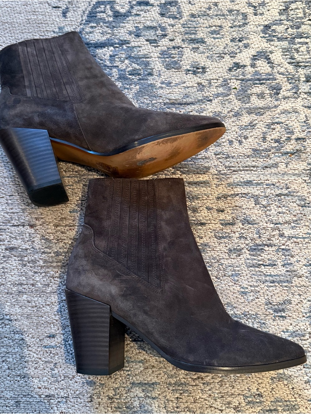 Rag & Bone Suede Western Ankle Boots in Dark Grey-Brown Size 40/10